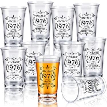 Imagem de Sliner Pacote com 48 copos de shot de aniversário a granel, lembrancinhas de festa de aniversário vintage de plástico de 40/50/60 a anos, presente de decoração (Vintage 1976)