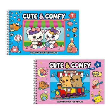 Imagem de Kit 2 Livro De Colorir Cute & Comfy 07 Azul E 08 Rosa