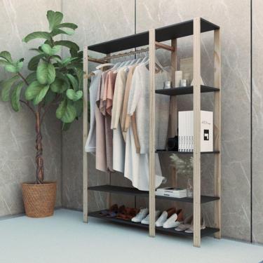 Imagem de Estante Para Livros Expositora Hall De Entrada Em Mdp Preta Moderna