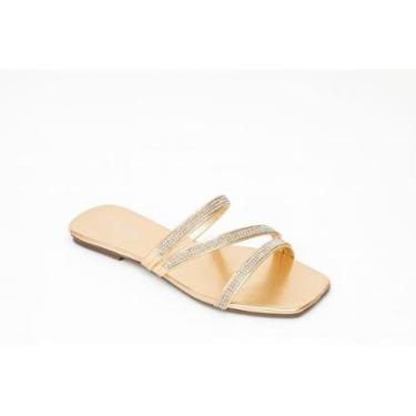 Imagem de Sandália Feminina Rasteirinha Femmy 060 Strass Top Brilha-Feminino