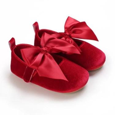 Imagem de Sapatos Princesa Com Laço Vermelho Para Bebês Meninas, Antiderrapantes