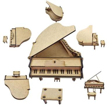 Imagem de Piano De Cauda MDF 3mm Corte Laser Miniatura Artesanato CNC - PADACESS