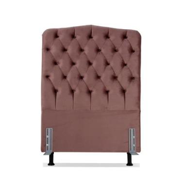 Imagem de Cabeceira de Cama Box Solteiro 100 cm Dunas Larhome Suede Veludo Rosê.