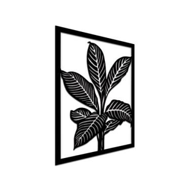 Imagem de Quadro Alto Relevo Fundo 28X22 Folhas Decorativo MDF - JABB