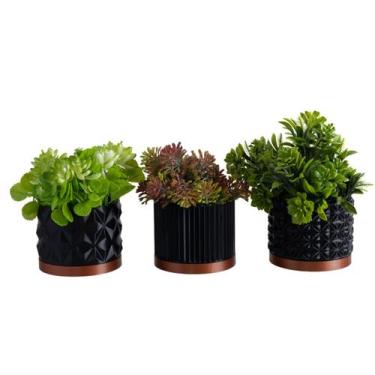 Imagem de Trio Cachepot P - Realce - Galanta, Preto/Cobre