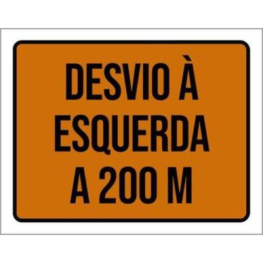 Imagem de Kit 10 Placas Sinalização - Desvio À Esquerda 200M - Sinalizo