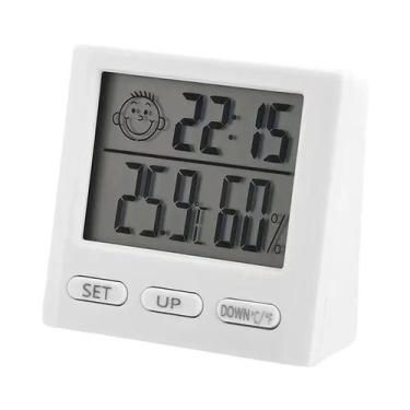 Imagem de Termômetro Digital LCD Grande Com Higrômetro, Medidor De Umidade, Reló