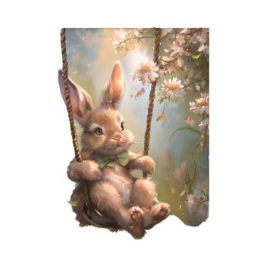 Imagem de Pintura Em Tela Vintage De Coelho Da Páscoa Lendo Um Livro, Arte De Pa