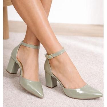 Imagem de Sapato Scarpin Salto Médio Baixo Grosso Bico Fino 6,5cm Social Feminin