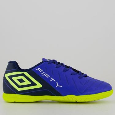 Imagem de Chuteira Umbro Fifty VI Futsal Juvenil Azul e Verde-Unissex