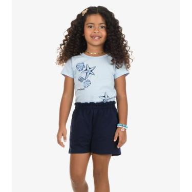 Imagem de Conjunto Blusa Com Shorts Meia Malha Rovi Kids Azul, 2, Azul