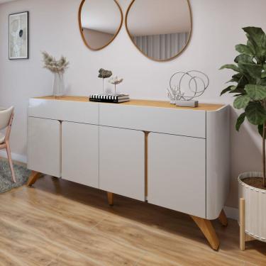 Imagem de Buffet Aparador 172cm com 4 Portas Florença e Pés em Madeira Maciça em MDF