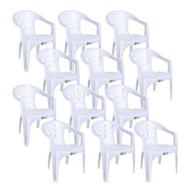 Imagem de Kit 12 Cadeiras De Plástico Com Braço Duo Bella Duoplastic Branco