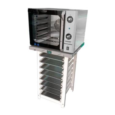 Imagem de Forno Turbo Convec. Inox Fcsb4e 220v + Bancada Mes-004 + 8 Assadeiras 