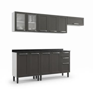 Imagem de Cozinha Modulada em Aço 5 Peças 11 Portas Sendo 2 de Vidro 2 Gavetas F