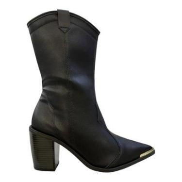 Imagem de Bota Feminino Moleca Casual Texana Country Detalhe Metalizado Conforto Bico Fino 5355.1...