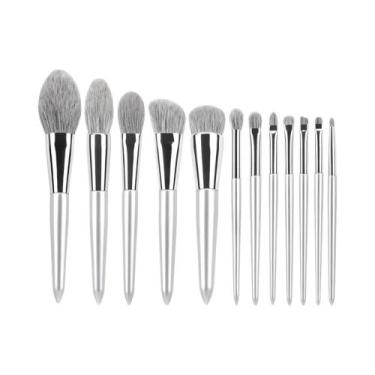Imagem de Kit Profissional De 12 Pincéis De Maquiagem Com Cerdas Naturais De Pel