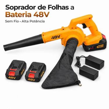 Imagem de Soprador de Folhas 48V Sem Fio com 2 Baterias Recarregáveis e Carregad