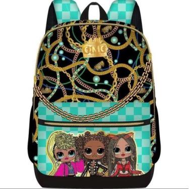 Imagem de MOCHILA ESCOLAR LOL OMG FASHION GOLD - PRETO Preta, M, Preto