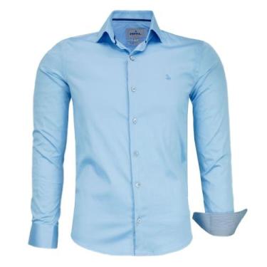 Imagem de Camisa Social Amil Masculina Acetinada Manga Longa Slim Sem Bolso Luxu