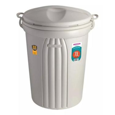 Imagem de Lixeira 70 Litros Grande Cesto Lixo Com Alça Cozinha Bege - Sanremo, B