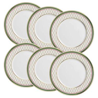 Imagem de Conjunto de 6 Pratos Raso de Cerâmica com Filete de Ouro 29cm - Allean