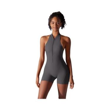 Imagem de Macacão Esportivo Feminino Sexy Sem Costas Com Efeito Empina Bumbum, S