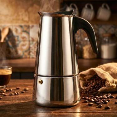 Imagem de Cafeteira Moka Italiana Aço Inox 300ml Para 6 Cafezinhos Mimo Style De