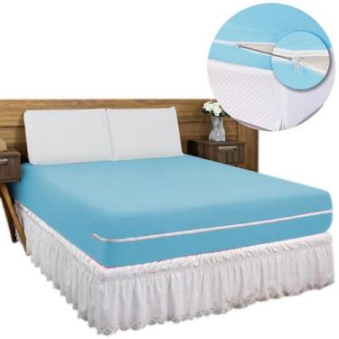Imagem de Capa De Colchão Queen Size Com Ziper Em Malha 1,58m x 1,98m x 30cm 100