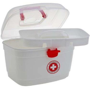 Imagem de Organizador Maleta Medicamentos Primeiros Socorros Média 27x19x19cm Compartimentos Paramount Plásticos