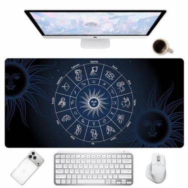 Imagem de Desk Mat Zodíaco Azul Signos Astrologia Mouse Pad para Teclado Gamer -