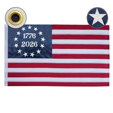 Imagem de Bandeira Ksheria 1776-2026 EUA 3x5 pés Bordada