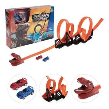 Pista Hot Wheels com Carrinho - Mordida do T-Rex - City - 92 cm