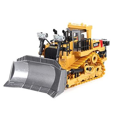 Imagem de JIEBA Brinquedos de escavadeira de controle remoto de 9 canais, caminhões de controle remoto, 1:24, caminhões de controle remoto, lagarta, carregador frontal, brinquedo de construção, veículo com luz e som para meninos, crianças, aniversário, amarelo