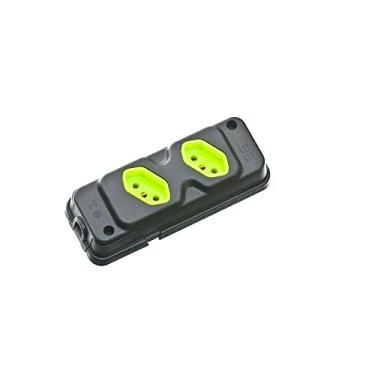 Imagem de Tomada Barra Dupla Preto e Verde 2 Pólos e Terra