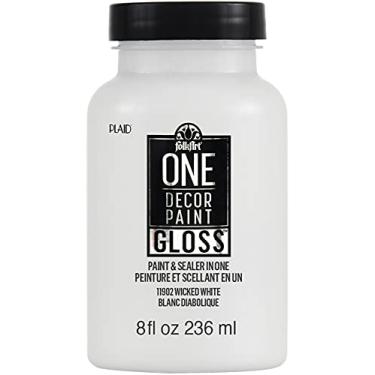 Imagem de FolkArt, Tinta acrílica brilhante brilhante 236 ml Wicked White One para fácil aplicação artesanal, materiais de arte com acabamento brilhante, 11902