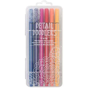 Imagem de American Crafts 12 marcadores de feltro de ponta fina, canetas, artes, artesanato, desenho, desenho, coloração, álbuns, diário, fabricação de cartões, impressão e muito mais