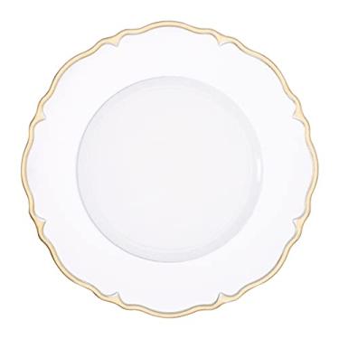 Imagem de Mimo Style Sousplat Marselha Branco e Prata Com Bordas Douradas, Material Polipropileno Com Boa Estabilidade Térmica e de Excelente Qualidade, Moderno e Versátil, Ideal Para Mesa Posta, Mede 33cm