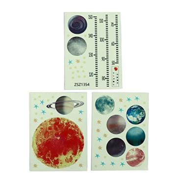 Imagem de Adesivo de parede com gráfico de crescimento de altura, adesivo de parede com medição de altura para crianças, adesivo de parede que brilha no escuro para decoração de quarto de criança, quarto de bebê, sala de estar