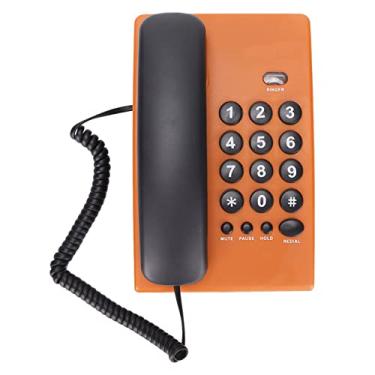 Imagem de Acogedor Telefone com fio, telefone fixo de mesa, sem bateria, cor única, telefone fixo para casa de escritório (laranja)