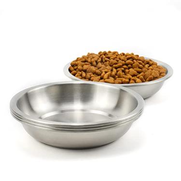 Imagem de Lakerwin Prato para gatos de aço inoxidável 18/8, sem fadiga, comida para gatos e tigela de água, pratos amplos e rasos para gatos, filhotes