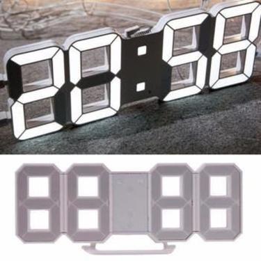 Imagem de Relógio De Mesa LED Branco Digital Despertador Com Cabo USB