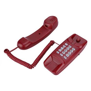 Imagem de Telefones fixos, telefone de parede com fio e telefone com fio para desktop telefone fixo sem identificador de chamadas com última função de redial/flash/mudo para home office hotel cozinha (vermelho)