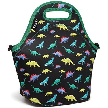Imagem de Lancheira, VASCHY Saco de Almoço para Menina Menino Bolsa Térmica com Isolamento de Neoprene com Alça de Ombro Ajustável Destacável,Dinossauro