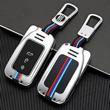 Imagem de Hacreyatu Chaveiro protetor de chave de liga de zinco de 2/3 botões para Lexus NX200 NX300H RX350 450H ES350 ES300h (prata, 3 botões)