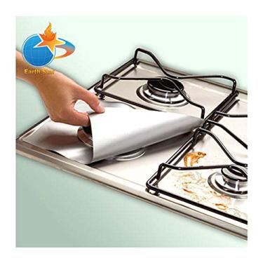 Imagem de Earth Star 8 peças reutilizáveis para queimador de fogão a gás forro protetor de tapete limpo almofada de proteção contra lesões -2