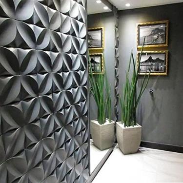 Imagem de GF Casa Decor Kit com 10 Placas 3D Revestimento de Parede Primavera Preta 50x50cm 2,5m²