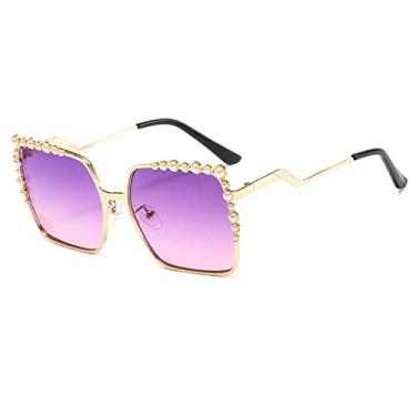 Imagem de Óculos de sol quadrado de grandes dimensões Óculos de sol de luxo pérola feminino Designer de moda tons quadrado grande, roxo, outros