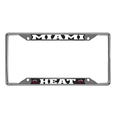 Imagem de FANMATS Moldura de placa de carro Miami Heat 14862, cores do time, 15,8 cm x 31,1 cm