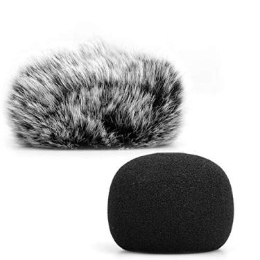 Imagem de ChromLives Para-brisas para microfone, protetor de para-brisas peluda + capa para microfone de espuma compatível com microfone Apogee Zoom H1 H1n e mais, pacote com 2